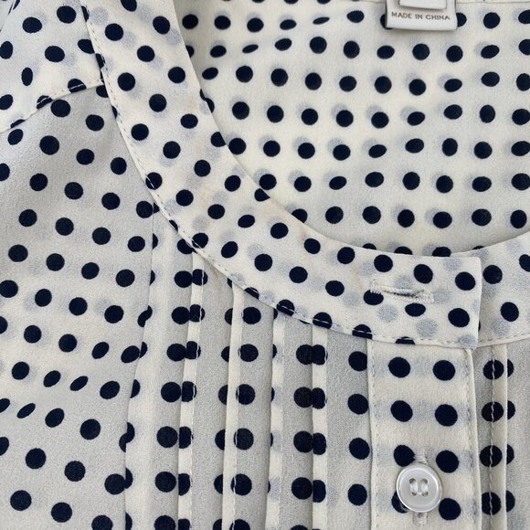 J. Crew Women's Size 12 Polka Dot Pintuck Sleeveless Blouse - Picture 7 of 10
